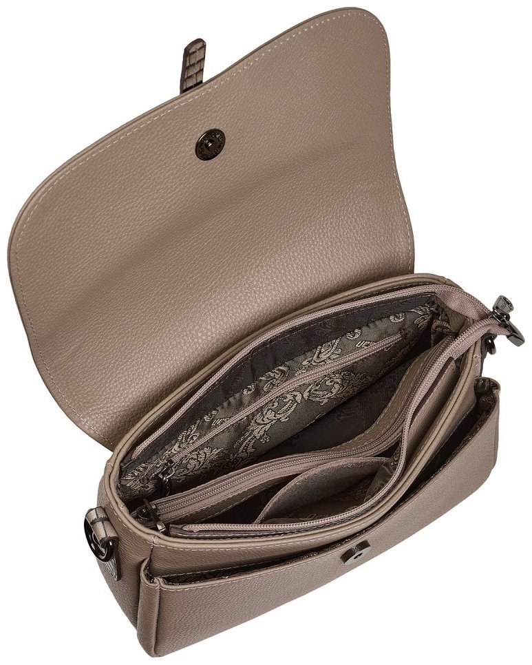 Повседневная женская сумка из натуральной кожи флотар с клапаном на магните Desisan 107459 бежевого цвета modnotak фото №6