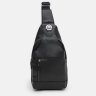 Черный мужской кожаный слинг-рюкзак через плечо Keizer (22096) - 2