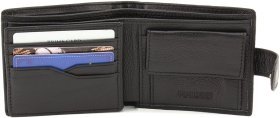 Невеликий чоловічий портмоне з натуральної чорної шкіри з блоком під карти ST Leather 1767459