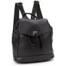 Шкіряний жіночий рюкзак чорного кольору з відкидним клапаном Olivia Leather 77559 - 1