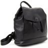 Шкіряний жіночий рюкзак чорного кольору з відкидним клапаном Olivia Leather 77559 - 2