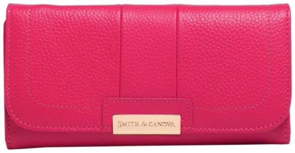 Яскравий жіночий гаманець із натуральної шкіри кольору фуксія Smith&Canova 77759