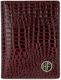 Картхолдер из натуральной кожи с фактурой под крокодила Hammonds Flycatcher CC606 коричневого цвета 107959