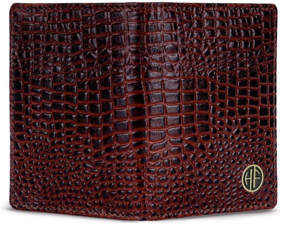 Картхолдер из натуральной кожи с фактурой под крокодила Hammonds Flycatcher CC606 коричневого цвета 107959 modnotak фото №4