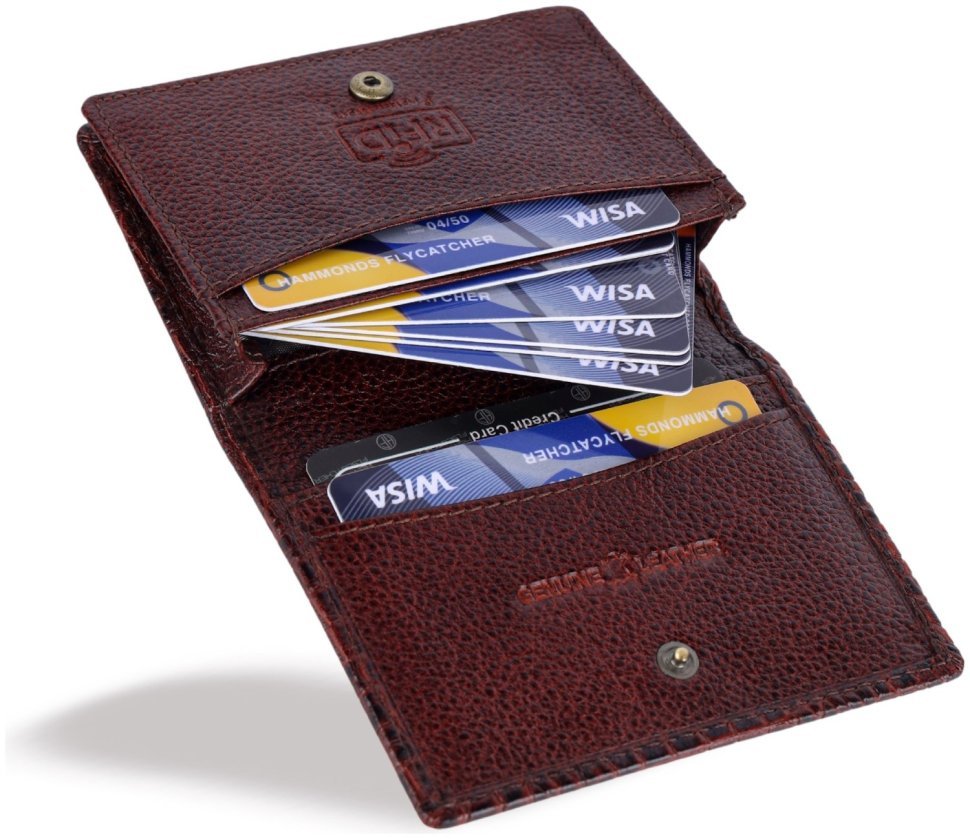 Картхолдер из натуральной кожи с фактурой под крокодила Hammonds Flycatcher CC606 коричневого цвета 107959 modnotak фото №5