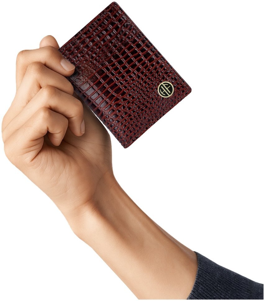 Картхолдер из натуральной кожи с фактурой под крокодила Hammonds Flycatcher CC606 коричневого цвета 107959 modnotak фото №6