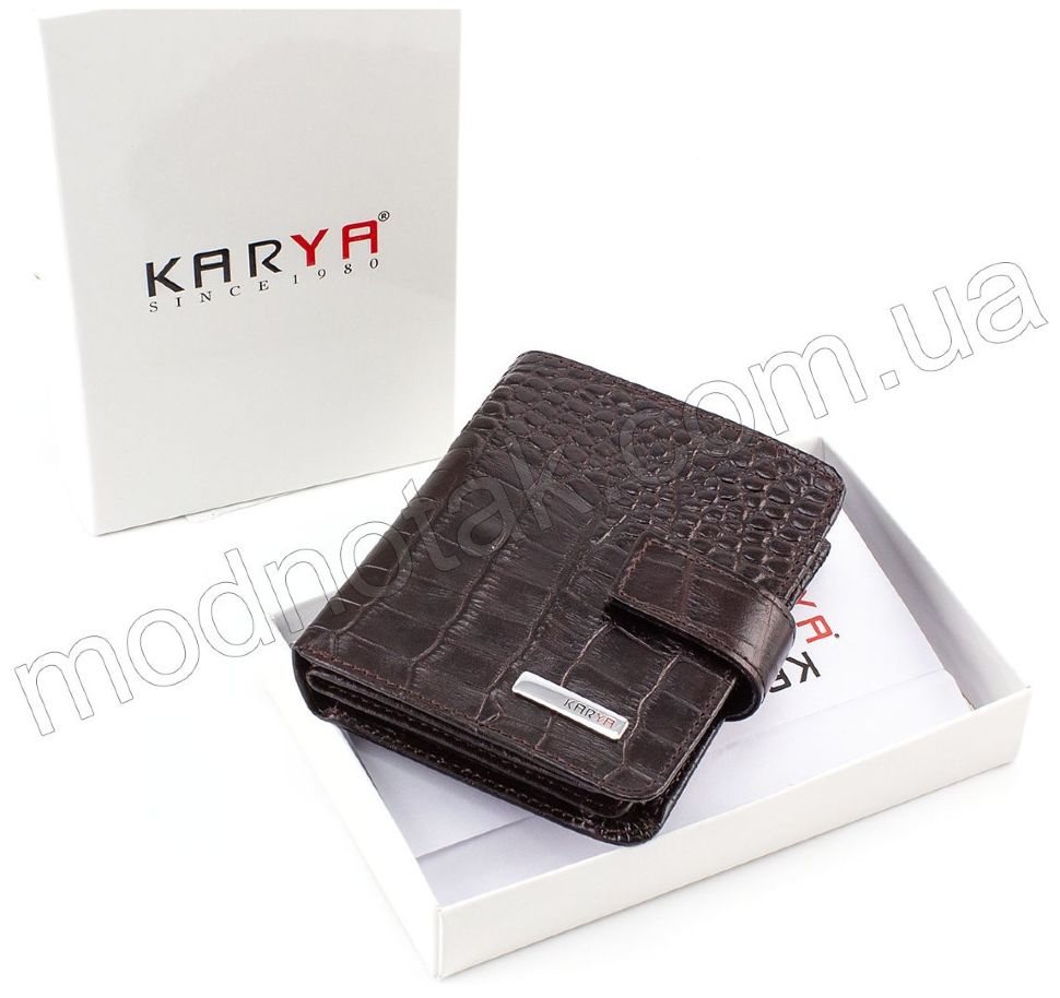 Коричневий шкіряний гаманець під крокодила KARYA (0952-57)