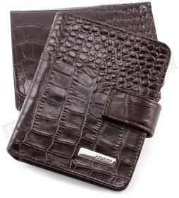 Коричневый кожаный кошелек под крокодила KARYA (0952-57)