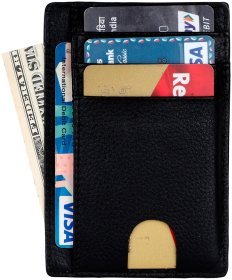 Компактный картхолдер-кошелек из натуральной фактурной кожи черного цвета Hammonds Flycatcher CC607 RFID-защита 108059
