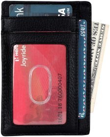 Компактный картхолдер-кошелек из натуральной фактурной кожи черного цвета Hammonds Flycatcher CC607 RFID-защита 108059