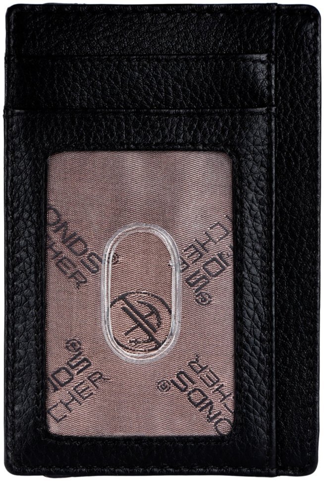 Компактний картхолдер-гаманець із натуральної фактурної шкіри чорного кольору Hammonds Flycatcher CC607 RFID-захист 108059 modnotak фото №3