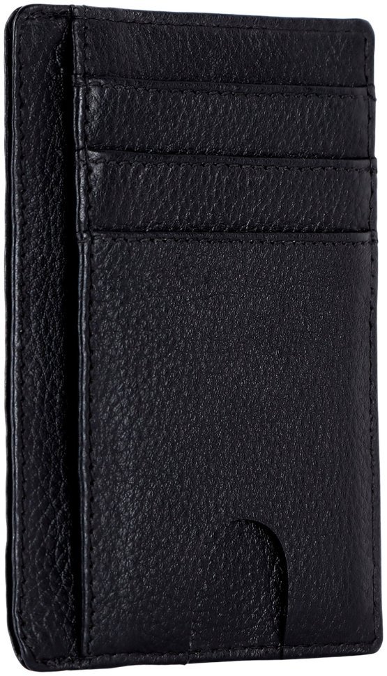 Компактний картхолдер-гаманець із натуральної фактурної шкіри чорного кольору Hammonds Flycatcher CC607 RFID-захист 108059 modnotak фото №4