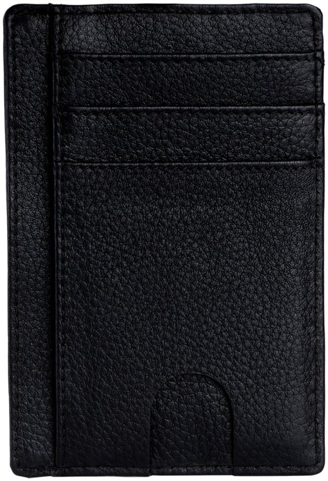 Компактний картхолдер-гаманець із натуральної фактурної шкіри чорного кольору Hammonds Flycatcher CC607 RFID-захист 108059 modnotak фото №5