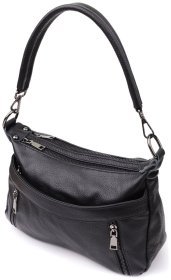 Повседневная городская женская сумка из фактурной кожи через плечо Vintage 98159 черного цвета