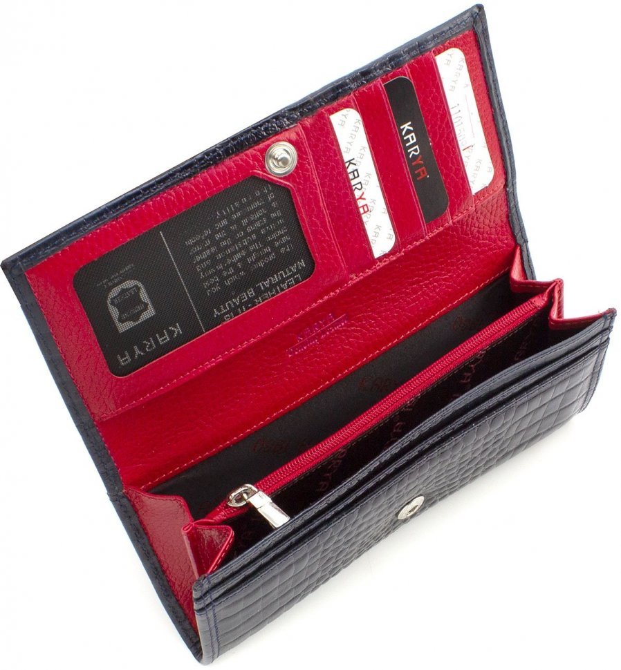 Фірмовий гаманець з натуральної синьо-червоної шкіри KARYA (12387)