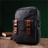 Чорна текстильна сумка-рюкзак з двома відділеннями на блискавці Vintage 2422162 - 7
