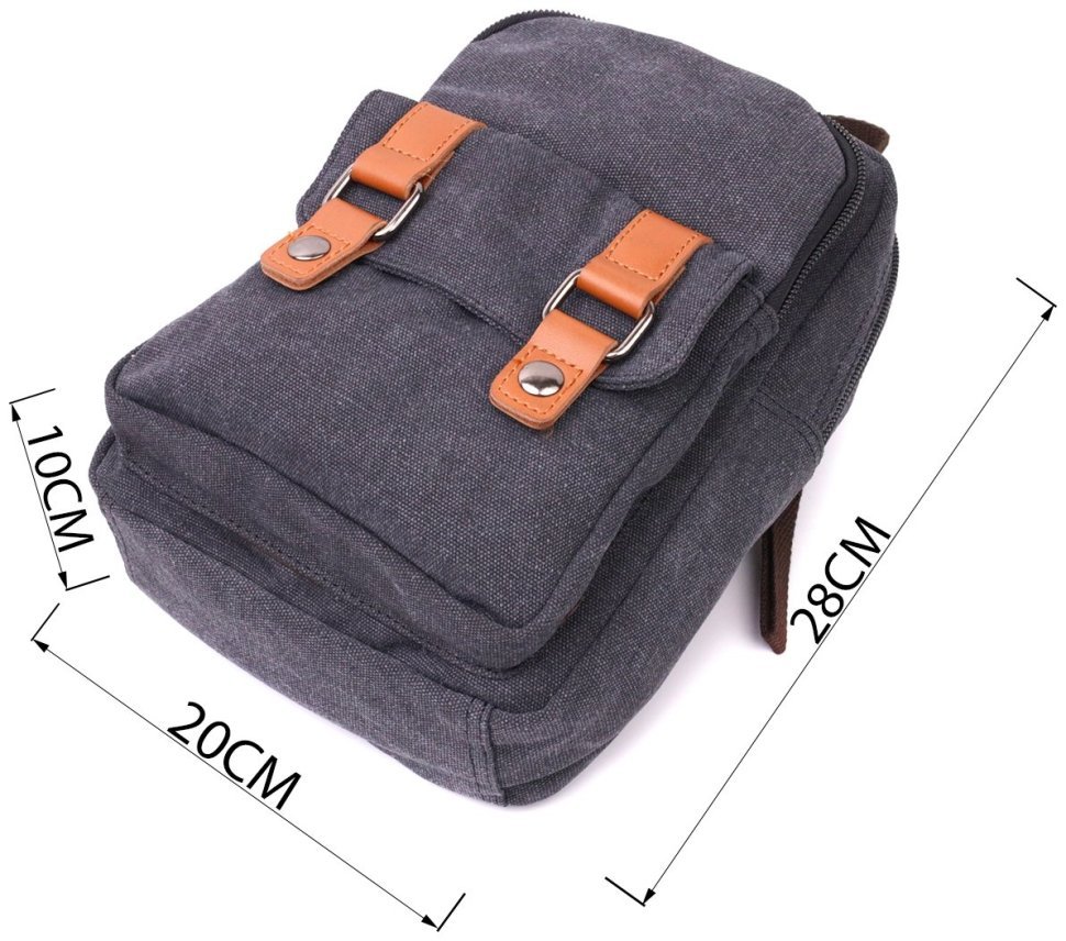 Чорна текстильна сумка-рюкзак з двома відділеннями на блискавці Vintage 2422162 modnotak фото №10