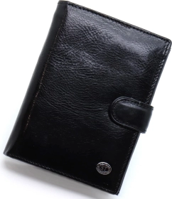 Вертикальный мужской бумажник из гладкой кожи с блоком под документы ST Leather (21525)
