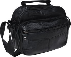 Чоловіча чорна сумка-барсетка горизонтального типу з натуральної шкіри Keizer (22065)