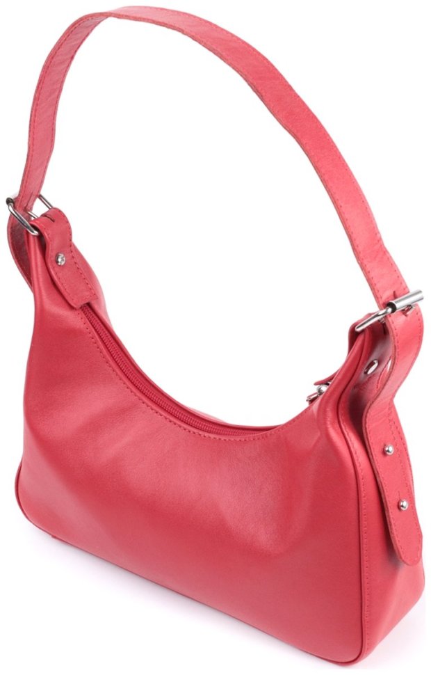 Женская стильная сумка-багет из гладкой натуральной кожи Shvigel 2422832 Красная modnotak фото №1