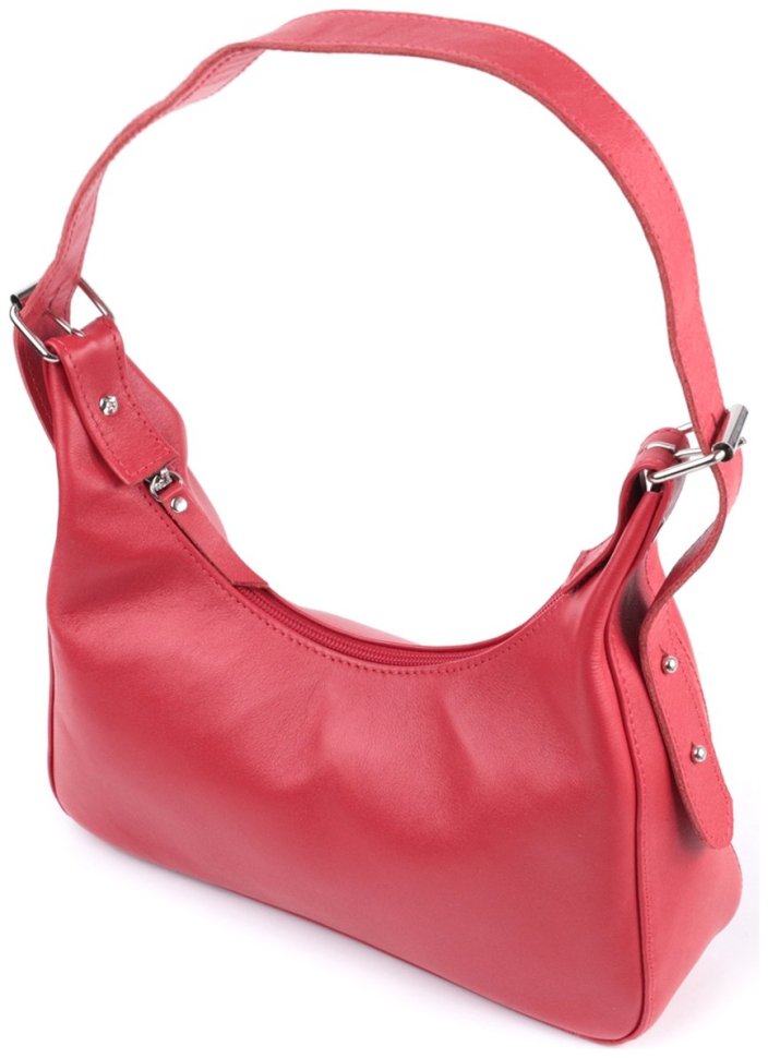 Женская стильная сумка-багет из гладкой натуральной кожи Shvigel 2422832 Красная modnotak фото №2