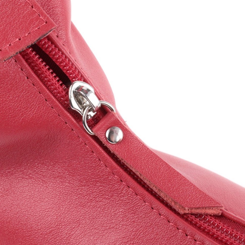 Женская стильная сумка-багет из гладкой натуральной кожи Shvigel 2422832 Красная modnotak фото №6