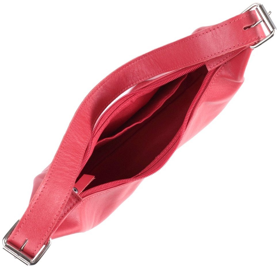 Женская стильная сумка-багет из гладкой натуральной кожи Shvigel 2422832 Красная modnotak фото №7