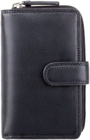 Жіночий гаманець з натуральної шкіри чорного кольору під багато карт з RFID-захистом - Visconti Madame 68859