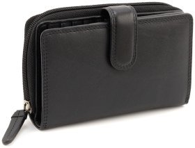 Женский кошелек из натуральной кожи черного цвета под много карт с RFID-защитой - Visconti Madame 68859