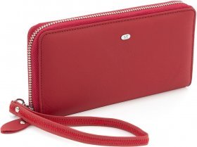 Женский кожаный кошелек на молнии красного цвета из гладкой кожи - ST Leather (19467)