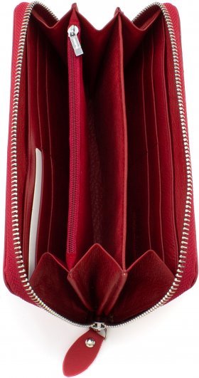 Шкіряний жіночий гаманець на блискавці червоного кольору з гладкої шкіри - ST Leather (19467) - 2