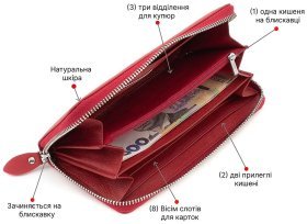 Шкіряний жіночий гаманець на блискавці червоного кольору з гладкої шкіри - ST Leather (19467)