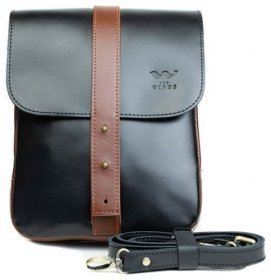 Мужская сумка на плечо из черно-коричневой кожи BlankNote Mini Bag 79059