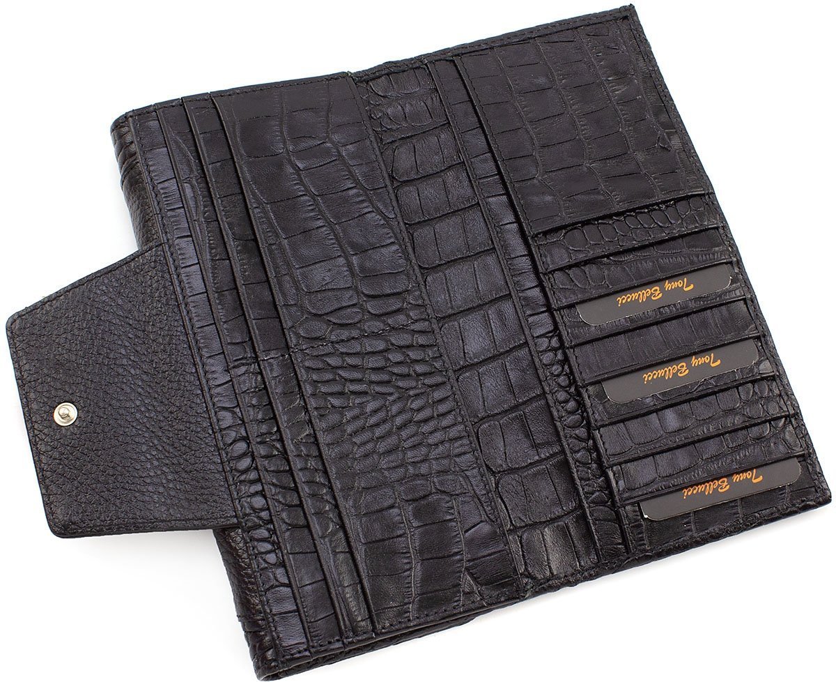 Чорний жіночий гаманець класичного типу з натуральної шкіри Tony Bellucci (10868)
