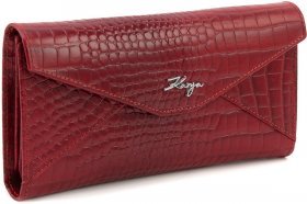 Зручний жіночий гаманець червоного кольору з натуральної шкіри під рептилію KARYA (19570)