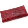 Удобный женский кошелек красного цвета из натуральной кожи под рептилию KARYA (19570) - 3