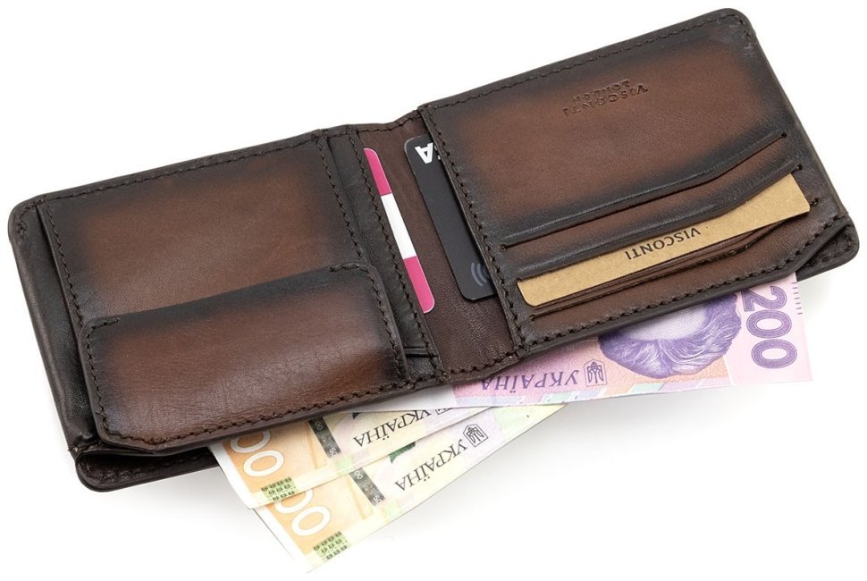 Кожаное мужское портмоне коричневого цвета с монетницей Visconti Zanotti 69259 фото №6 Кожаное мужское портмоне коричневого цвета с монетницей Visconti Zanotti 69259 modnotak фото №6