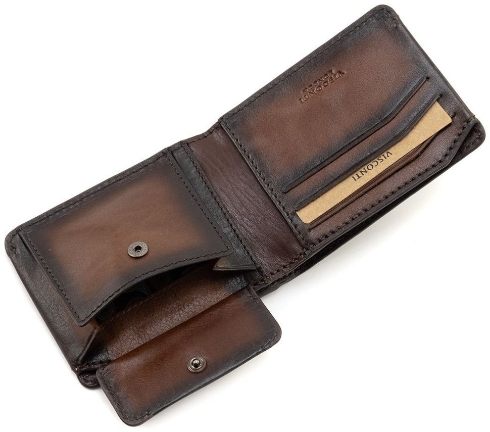 Кожаное мужское портмоне коричневого цвета с монетницей Visconti Zanotti 69259 фото №7 Кожаное мужское портмоне коричневого цвета с монетницей Visconti Zanotti 69259 modnotak фото №7