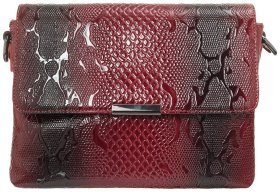 Женская сумка-кроссбоди из лакированной кожи под змею в красном цвете Desisan 80060