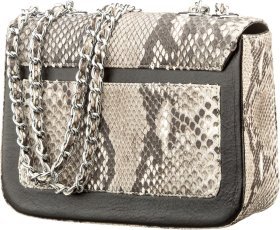 Серый женский клатч из настоящей кожи питона SNAKE LEATHER (024-18509)