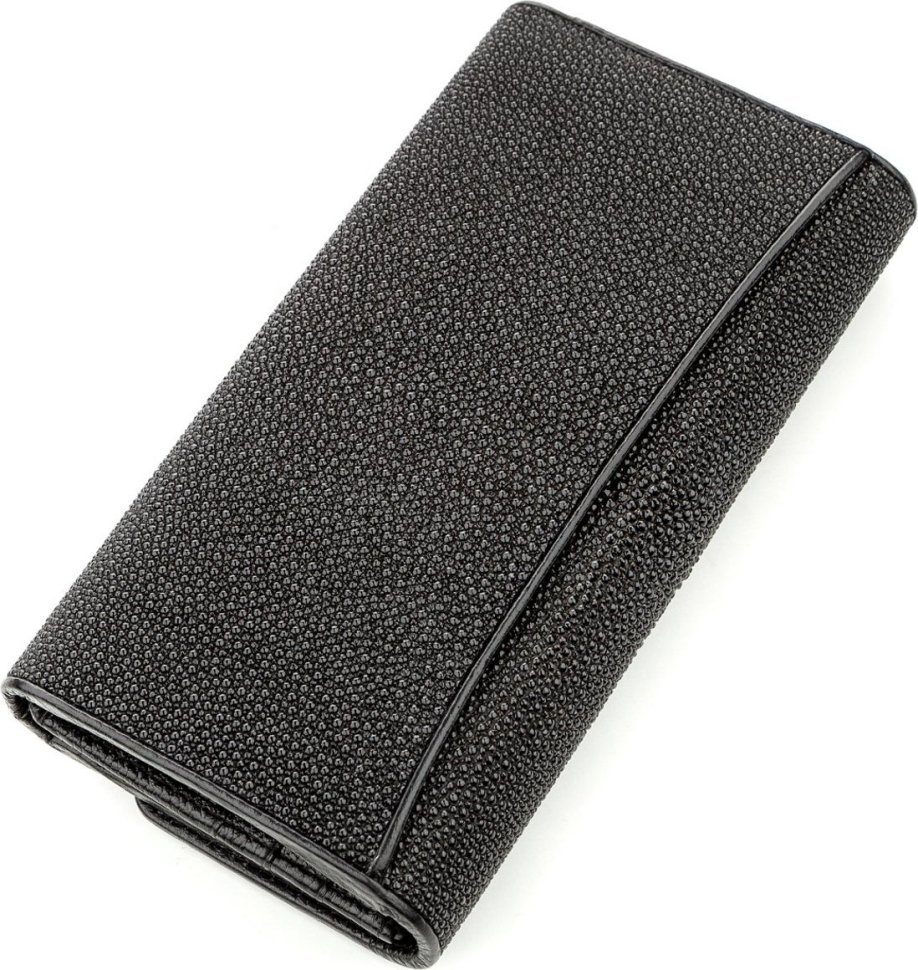Класичний жіночий гаманець з чорної шкіри ската STINGRAY LEATHER (024-18620)