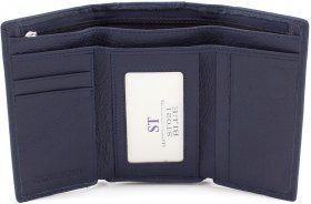 Темно-синій гаманець з натуральної шкіри для карт і монет ST Leather (15610) - 2