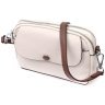 Невелика жіноча сумка з натуральної шкіри білого кольору на дві блискавки Vintage 2422323 - 1