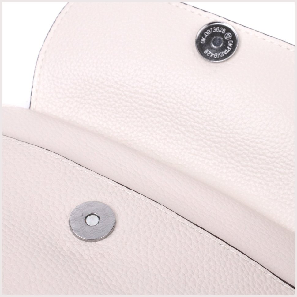 Невелика жіноча сумка з натуральної шкіри білого кольору на дві блискавки Vintage 2422323