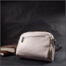 Невелика жіноча сумка з натуральної шкіри білого кольору на дві блискавки Vintage 2422323 - 8