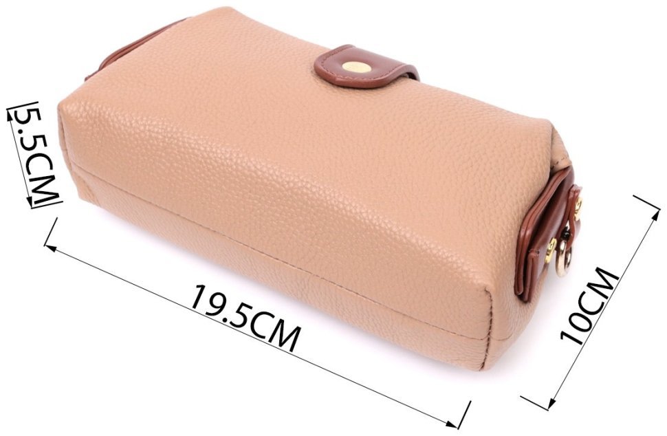 Бежевая женская сумка-клатч из натуральной кожи с хлястиком на магните Vintage 2422423 modnotak фото №10