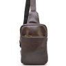 Коричневый мужской слинг-рюкзак на одно плечо из натуральной гладкой кожи TARWA (21652) - 1
