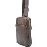 Коричневый мужской слинг-рюкзак на одно плечо из натуральной гладкой кожи TARWA (21652) - 2