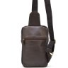 Коричневый мужской слинг-рюкзак на одно плечо из натуральной гладкой кожи TARWA (21652) - 3
