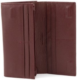 Бордовый женский кожаный кошелек с наружной монетницей на застежке поцелуй ST Leather 90860